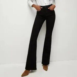 Women Veronica Beard Black Onyx Beverly Skinny Flare High Rise Denim Jeans 32/14